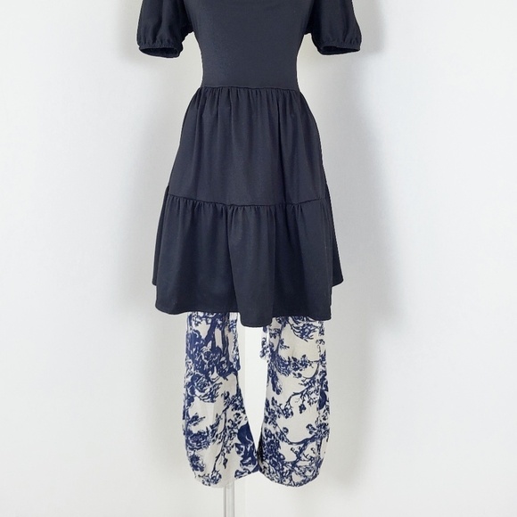 Black Mini Puff Sleeve Dress Milkmaid Peasant Size XL - Picture 6 of 9